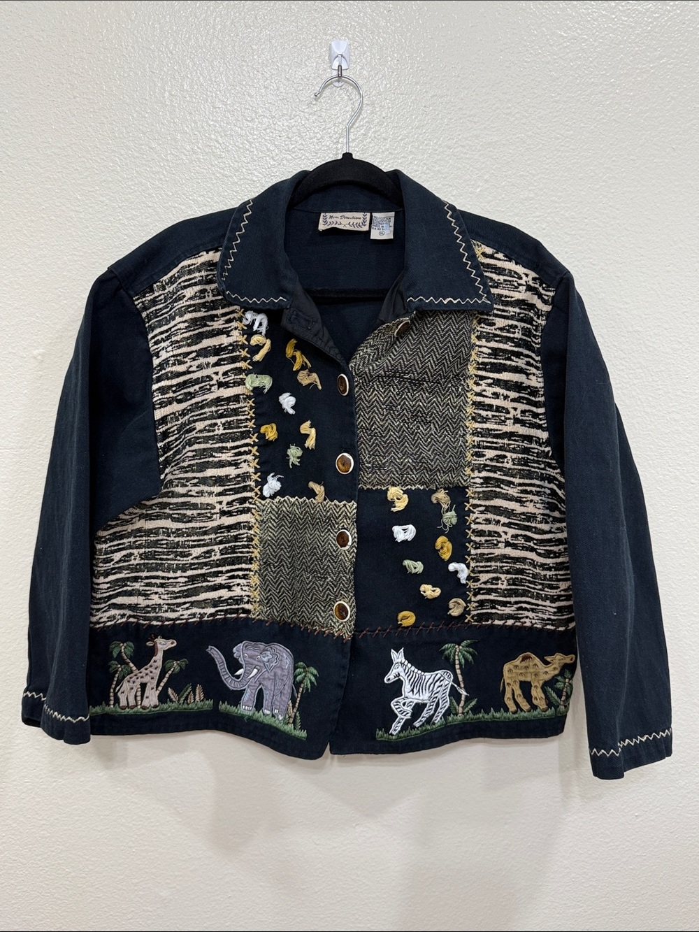 New Direction Safari Jacket Women's Size XL Safari Appliqués Embroidered